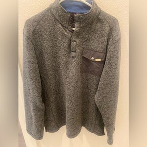 Woolrich Mens Knit Pullover Long Sleeve Grey Sweater Snap front Size XL